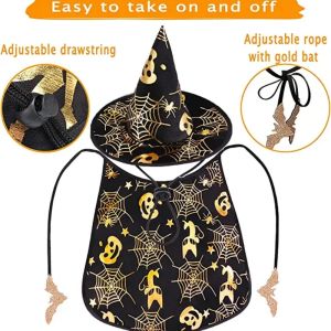 Ny Halloween -tryckguiden Cape Suit Pet Clothes Dog Cat Hat Roliga tillbehör Kostymer för små cosplayer ROUPA PARA GATO