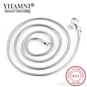 Yhamni 3mm 4mm Original 925 Silver Snake Chain Halsband för kvinnliga män 16-24 tum uttalande halsband bröllop smycken n193-3 4 338J