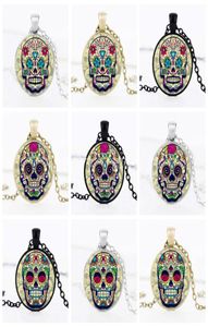 Charms Glass Dome Skull Statement Necklace Jewelry Sugar Skull Chain Choker WomenMen Handmade Necklaces Pendants Christmas Gift6139266