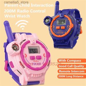 Toy Walkie Talkies Outdoor Children Interaction Toys Watch Interphone 200M Remote Intercom LED Lights Built In Compass Wrist Watch Walkie Kids Toy Q240527