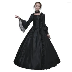 Vestidos casuais mulheres preto e branco Rococo Floral Jacquard Gothic Victorian Dress Halloween Masquerade Vestidos de bola longa festa temática