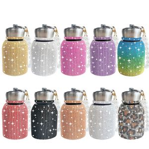 300 ml de aço inoxidável copo térmico diamantes diamantes pérolas banhadas de água prata garrafas grandes esportes portáteis portáteis Estudantes multicoloridos 34xm