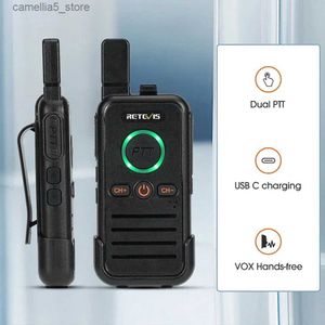 Toy Walkie Talkies Revievis RB645 Walkie Talkie Dual Ptt Professional Walkie-Talkie Portable PMR446 Двухчастотный Radio Vox USB C для гостиничного ресторана Q240527