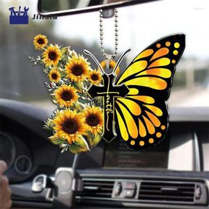 Gartendekorationen 1PCS Creative Cross Butterfly Anhänger Auto Charme für Rückspiegel Fairy Hanging Ornament Schlüsselbund