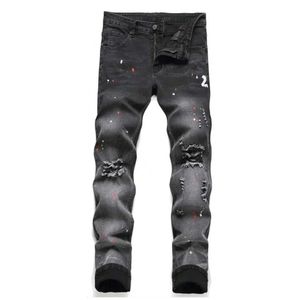 Pantaloni da uomo uomo uomo nero magro jeans spot jeans maschio tratto stretch jeans maschi sottili si adattano ai pantaloni lunghi pantaloni streetwear jeans casual j240527