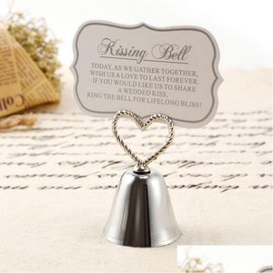 Party Favor 50st Wedding Favors Kissing Bell Heart Sier Place Card Holder Dekorativ Namn P O Clips Drop Delivery Home Garden Fest DHGKP