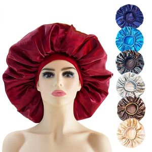 Stor storlek Silk Sleeping Cap Night Hat Head Cover Bonnet Satin Cheveux Nuit For Curly Hair Care Women Beauty Maintenance Designer