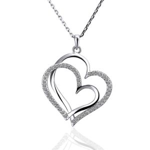 Best gift White Gold White crystal jewelry Necklace for women DGN498 Heart 18K gold gem Pendant Necklaces with chains 257t