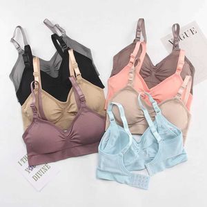 Maternity Intimates 1 piece of steel free ring with sports pad bra feeding non sagging vest maternity clothing underwear front buckle d240527