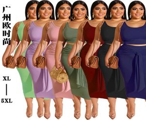 Tasarımcı 2021 Elbiseler Sıkı Kalçalar Seksi Bandaj artı Boyut Boyut Kadınlar İki Parça Takım Giyim Bayanlar Modeller İçin Kadın XL5XL7687914