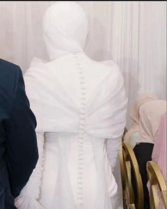 オルガンザケープを使用した女性向けのソドインイスラム教徒の控えめなマーメイドウェディングドレスオーバースカート長袖ブライダルガウンドバイブライダルドレス