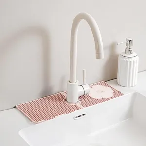 Table Mats Dish Sponge Holder Silicon Sink Splash Guard Drying Mat Set For Kitchen Bathroom Floral Pattern Water Drip Catcher Tray Bars