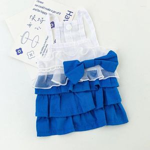 Dog Apparel Pet Clothing Blue Suspender Patchwork Cake Dress For Dogs Clothes Cat Small Cute Thin Summer Fashion Yorkshire Accessories
