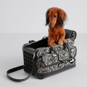 Designer Dog Carrier Dog Bag Cat Carrier Case Handbags Classic Letter D Net Travel Outdoor Web Beige Ebony Canvas Mesh Window Luxury Double Handles Tote
