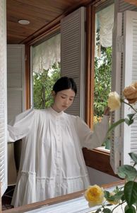 Lässige Kleider duftender duftender Schatz-Irizular-Retro-Hemdkleid mit langem Ärmel mit koreanischen A-Line-Patchwork-Faltenrock für Frauenmode