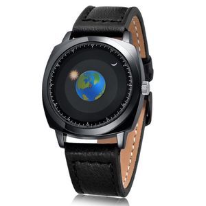 Addies varumärke Fashion Creative Design Cool Quartz Mens Watches 42mm unik Sun Moon Dial Sport Watch With Silicone Band eller Leather Strap 2684