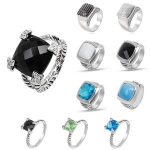 Twisted Drahtringe Prismatische schwarze Ringe Frauen Mode versilberte Mikrodiamanten Trendige vielseitige Stile