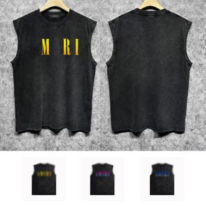 2024 new designer mens tank tops trendy brand summer cotton breathable sports loose sleeveless t shirts ZJ039 Gradient classic simple letter print made old vest s-xxl