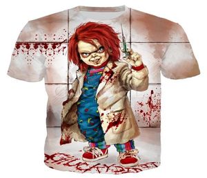 Men039s Tshirts Halloween Terror Blood Child of Chucky 3D Print Casa causal Moda Camise