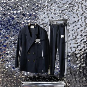 Xinxinbuy Men Designer Jacket Coats 23SS Khaki Paris Side Ribbon Jacquard Fabric Sets Lengeeve Cotton Women Blue Black khaki x 258d