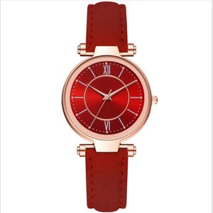 MCYKCY BRAND LEISURE Style moda Women Watch rzymski numer okrągły kwarcowy kwarc zegarek zegarek ze ręką z czerwonym skórzanym opaską 321Y