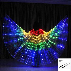 LED RAVE TOY RAINBOW LED WINGS BELLY DANCE COSTUME CIRCUS LED LIGHTSISIS WINGS GLOWING COSTUME PARTY COSTUME D240527