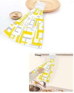 Handduk modern konst geometri gul grå hand handdukar hem kök badrum hängande diskdukar slingor snabb torr mjuk absorberande anpassning