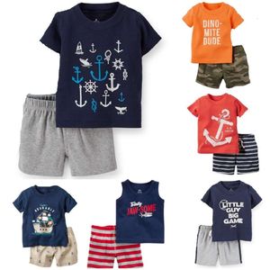 Freizeitkleidung Anzug Neugeborene 2pcs Kleidungsstücke Sailor Anker Sommer Baby T-Shirt Shorts Pant 100% Baumwolloutfits Top L2405