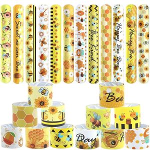 Party Favor 10pcs Bee Clapping Circle Cute Funny Cartoon Sunflower Children's Slap Bracelets Happy Birthday Kids Toy Gifts