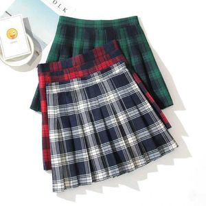 Spódnice Plaid Women Mini spódnice Summer A-Line Damskie plisowane swobodne wysokiej talii Krótkie zęby S2452755