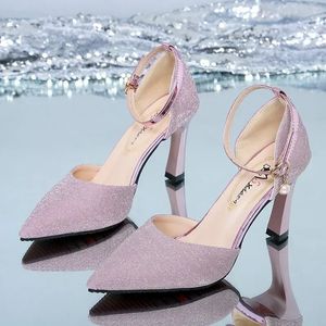 Thick-heeled High-heeled Shoes Female Fairy Wind Summer All-match Girl Pointed Toe Strap Sandals for Womens 240527