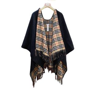 Fashionable luxury designer shawl high quality scarf check solid color reversible cape, classic design high-end elegance cashmere wool D0148