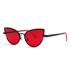 Güneş gözlüğü vintage metal kara kedi göz kadın üçgen cateye tasarım bayanlar güneş gözlük leopar lens sevimli seksi ayna glassessunglasse 274s
