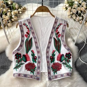 Tops cereno floreali di ricamo all'uncinetto femminile a maglia giubbotto di moda folk per donna antage primaverile autunno dropship ulmustoso 240527