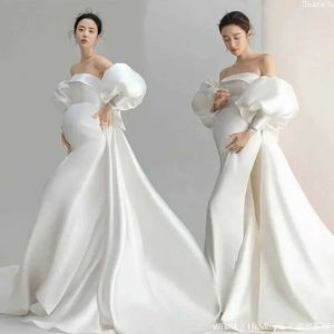 Vestidos de maternidade vestidos de tamanho longo vestido de maternidade longa fotografia feminina branca vestido de noiva vestido de chá de bebê gravidez vestido de noiva wx5.26