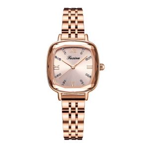 Retro Series watch Clever Freely Stainless Steel Band Quartz Womens Watches Square Dial Ladies Watch Brilliant Light Wristwatches 259O