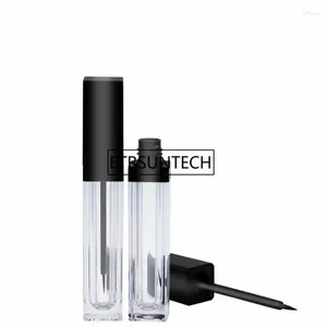 Storage Bottles 6ml Square Shape Eyeliner Tube Art Nail Pen Transparent Body Black Lid Plastic Stopper Avoid Leaking Eyelash Glue Pack