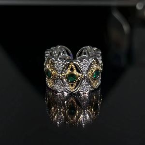 Anel de designer de padrões ocos retro anel de rubi anel de diamante de luxo anel de ouro aberto anéis vintage para mulheres anéis artesanais jóias de jóias de jóias de prata