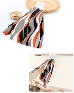 Handduk abstrakt linjer orange hand handdukar hem kök badrum diskdukar med hängande öglor snabb torr mjuk absorberande medel