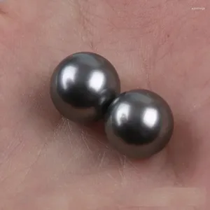 Loose Diamonds Elegant Pair Of 8-9mm Natural Sea Genuine Black Round Good Luste Pearl Gemstone Jewelry