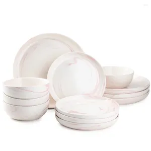 Пластин обеденный посуда розовый мраморная площадка на 12 кусочков для домашних блюд и наборов