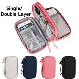 Storage Boxes Bins 1/3Pc portable travel digital product storage bag organizer multi-layer top mounted cable bag charging treasure USB data cable bag S2452702