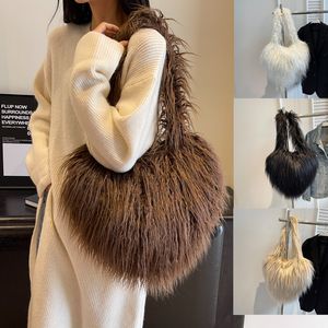 Fabryczne Torby na ramiona sprzedażowe 6 kolorów Spice Girl Plush Winter Crossbody Torba z dużą pojemnością miękką i wygodną torebkę frędzlową plecak 1242#