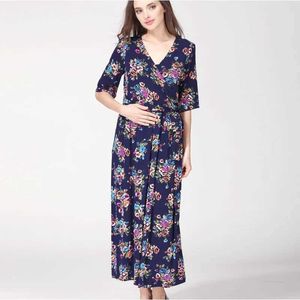 Mutterschaftskleider schwangere Frauen Bekleidungspflege Kleid Party Blume Langes Stillen WX5.26um0r