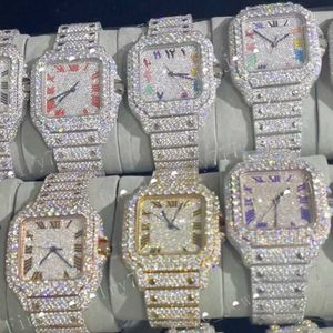 تمرير اختبار الماس مخصص مويسانيت ساعة VVS Iced Out Watch Hiphop Moissanite Watch for Men