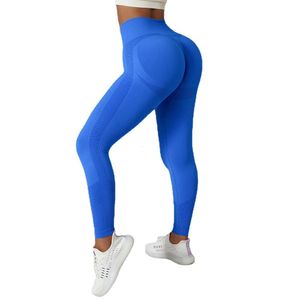 Pantaloni da sollevamento dell'anca esterna e fitness Pantaloni senza cucitura a maglia a maglia a vita alta yoga sport traspirato per donne