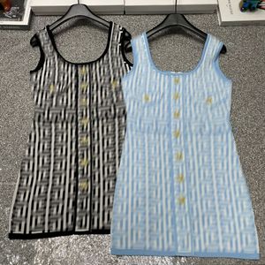 Casual Dresses Designer Womens Dress Sleeveless Tops Embroidery Knits Tees Summer Spring Outwears Lady Slim Classic