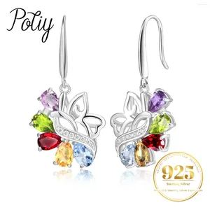 Dangle Earrings Potiy Natural Pear Citrine Peridot Amethyst Garnet Sky Blue Topaz Drop 925 Sterling Silver For Women Daily Party