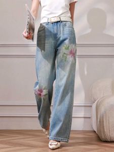 Women's Jeans Korean Fashion Elegant Jeans For Women 2024 Summer New Casual Straight Denim Pants Simple Blue Female Long Pantnes 2024 T240523