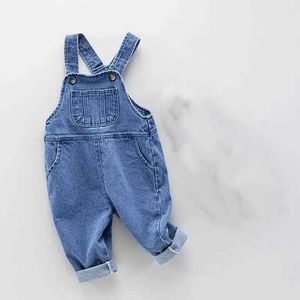 Overalls Rompers Baby clothing spring new loose straight denim top large pocket high waist mens blue casual jeans WX5.26R2GA